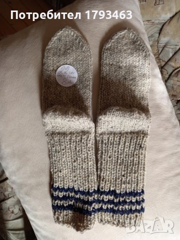 Ръчно плетени детски чорапи от вълна, ходило 22 см., снимка 1 - Чорапи - 39692372