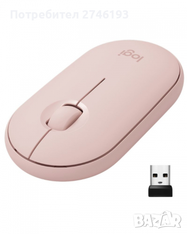 Мишка Logitech - Pebble M350, оптична, 1000 dpi, безжична, розова, снимка 2 - Клавиатури и мишки - 36424148