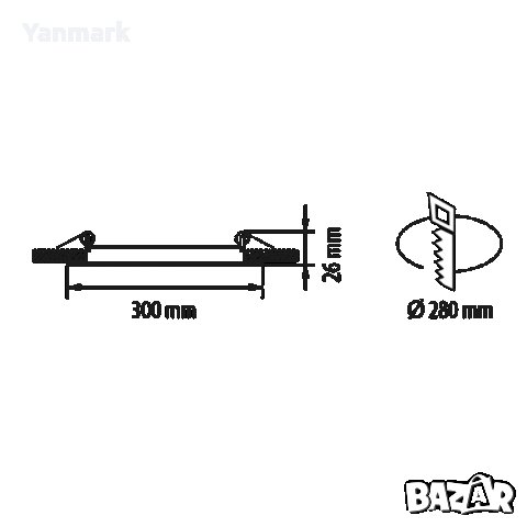 LED панел за вграждане, кръг, 24W, 4200K, 220-240V AC, неутрална светлина, снимка 2 - Други - 35819776