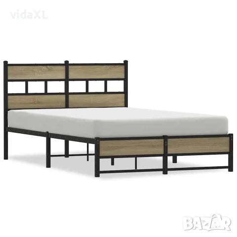 vidaXL Метална рамка за легло, без матрак, сонома дъб, 120x200 см, снимка 1 - Спални и легла - 56147570