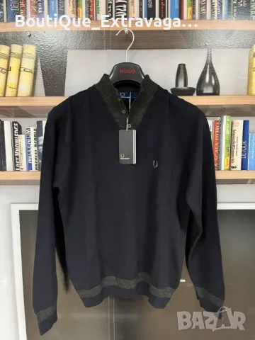 Мъжки пуловер с яка Fred Perry Black !!!