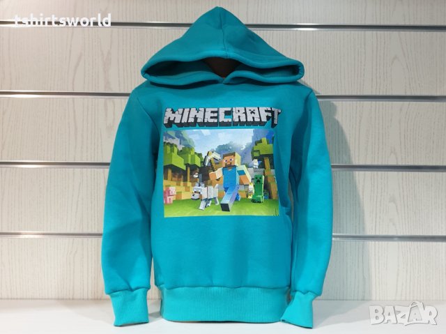 Нов детски суичър с дигитален печат MINECRAFT в зелен изчистен цвят, снимка 6 - Детски анцузи и суичери - 38866768