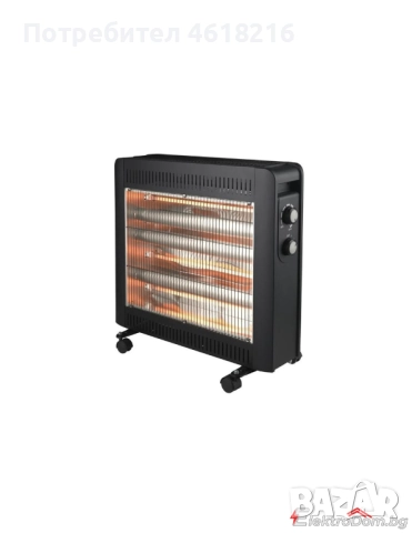 Печка с кварцови реотани Rosberg R51972E, 2400W, 4 кварцови нагревателя по 600W, 2 степени, Черен, снимка 1