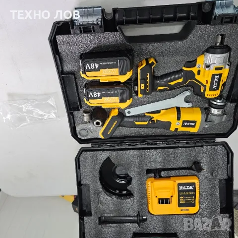 Комплект две машини гайковерт-дрелка и ъглошлайф HILDA 48Vс 2 батерии

, снимка 9 - Куфари с инструменти - 49649591