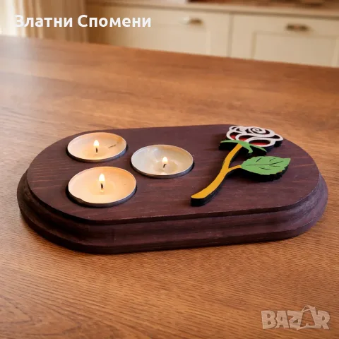 Дизайнерски свещник с роза - романтичен подарък, снимка 2 - Романтични подаръци - 56167103
