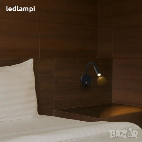 LED Аплик 3W Черен Топло Бяла Светлина, снимка 8 - Лампи за стена - 48752729