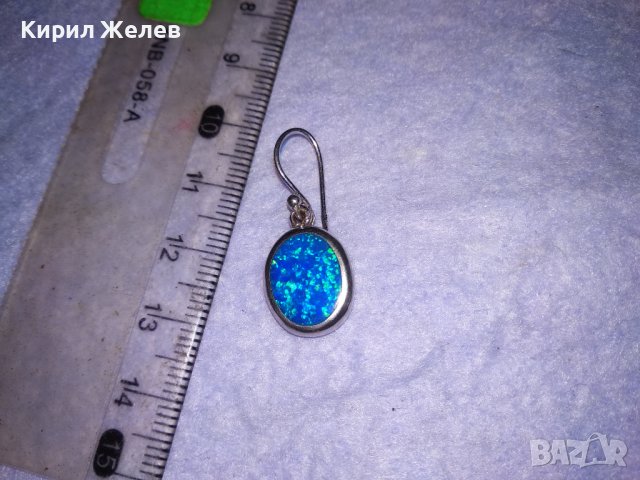 СКЪПОЦЕННА СРЕБЪРНА АРТ НУВО СТИЛ АНГЛИЙСКА ОБЕЦА СРЕБРО 925 с ПРЕКРАСЕН ШЛИФОВАН ОПАЛ 38691, снимка 9 - Обеци - 41730336
