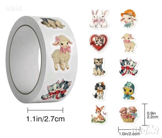 100 бр Домашни животни с панделка малки самозалепващи лепенки стикери ръчна изработка подарък