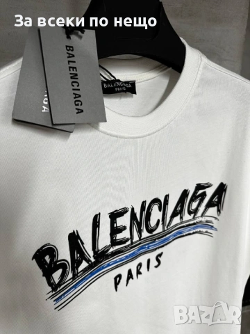 Balenciaga Мъжка Бяла Тениска👕Мъжка Блуза С Къс Ръкав В Бял Цвят Код MensPoint67, снимка 2 - Тениски - 53716593