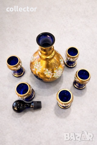 Луксозен Бохемски сервиз Чехословакия, 1960-70г. №7901, снимка 2 - Антикварни и старинни предмети - 53663488