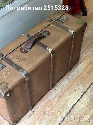 голям стар антикварен куфар над 100 годишен, снимка 3 - Антикварни и старинни предмети - 50471414