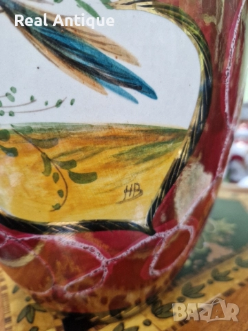 Уникална огромна белгийска авторска порцеланова ваза H.BEQUET , снимка 6 - Вази - 51784233