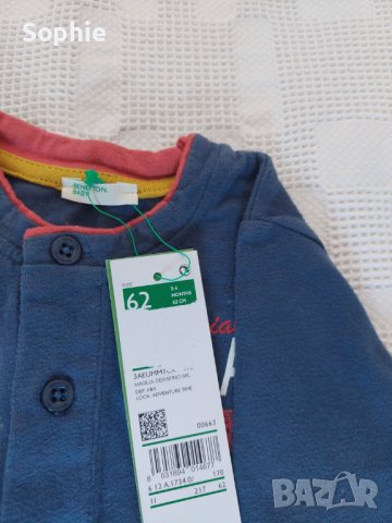 Оригинална бебешка блузка Benetton, снимка 2 - Бебешки блузки - 39683867