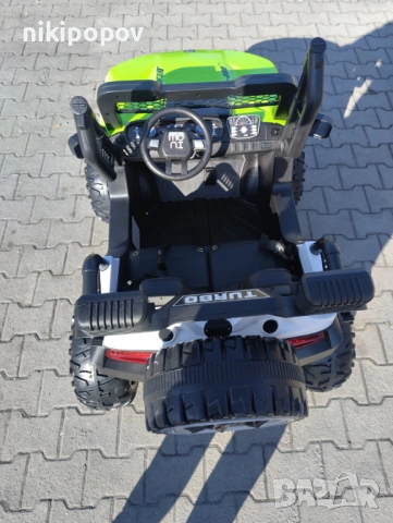 F1 Двуместен акумулаторен джип TURBO 4x4 зелен, снимка 7 - Други - 53849948