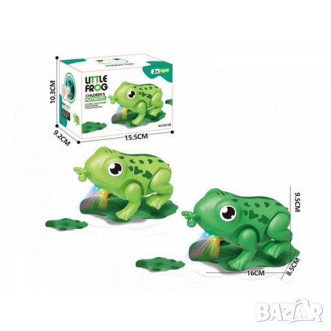 Подскачаща жабка със звук и светлина – забавна играчка на батерии, снимка 1