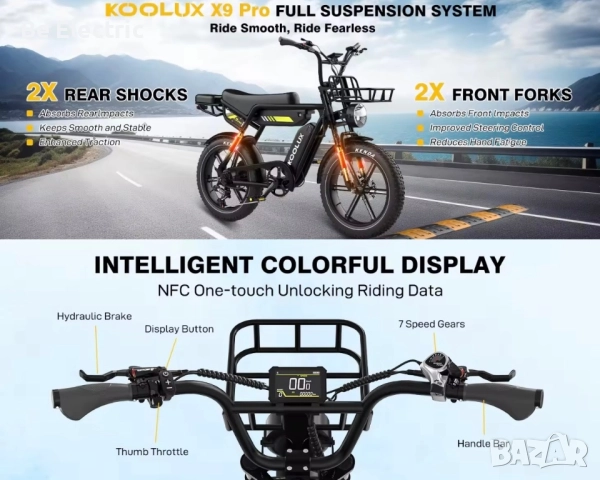 НОВО!!! Електрически Велосипед Koolux X9 Pro 750W 48V/31.2Ah, снимка 7 - Велосипеди - 52913115