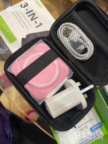 ZUMSEY Сгъваемо безжично зарядно устройство за пътуване, 3 в 1 - розов, снимка 6 - Безжични зарядни - 42100212