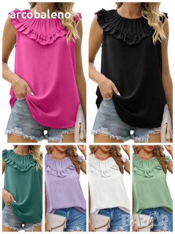 Дамски плисиран потник без ръкави от шифон, 8цвята 