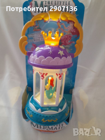 НОЩНА ЛАМПИЧКА С РУСАЛКАТА АРИЕЛ,РАБОТИ С БАТЕРИИ,свети и се върти , снимка 3 - Играчки за стая - 35171519