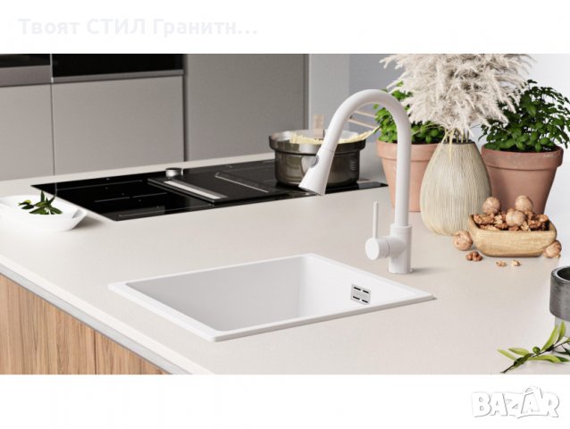 Кухненска Мивка от гранит модел Лондон 40 Slim 360 x 450 mm - Бяла, снимка 6 - Други - 39668035