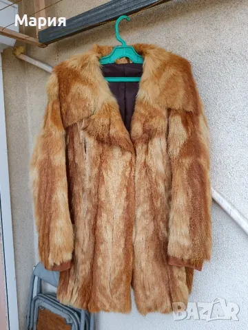 Дамско палто,кожух от естествен косъм Лисица и естествена кожа и шапка от лисица 