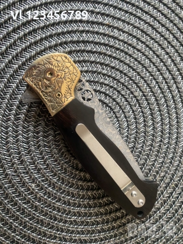 Сгъваем нож  имитиращ дамаска стомана 80х200 - Череп+Кости, снимка 8 - Ножове - 53713149