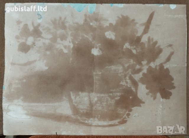 Стара картина, ваза с цветя, 1950-те год., снимка 5 - Картини - 39506182