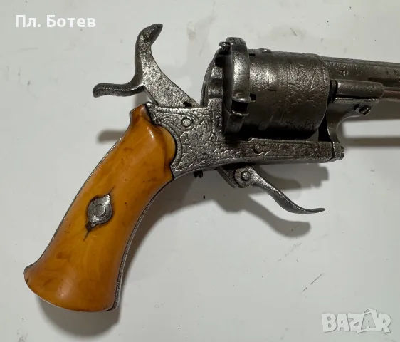 Стар щифтов револевер, снимка 2 - Антикварни и старинни предмети - 56204225
