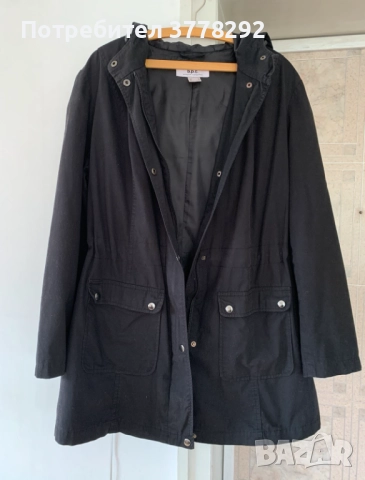 Яке дамско пролет/есен,черно,дълго,качулка,2 външни джоба,закопчаване с цип и копчета р-р 48, 14 лв, снимка 2 - Якета - 51989777