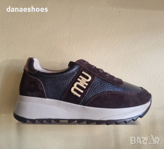 Дамски спортни обувки MIU в кафяво и черно , снимка 2 - Маратонки - 52836107