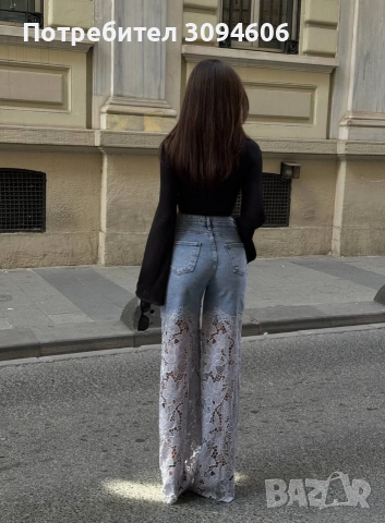 Дънки с дантела с предварителна заявка , снимка 3 - Дънки - 52687975