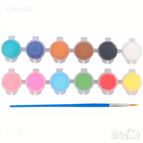 Боички 12 цвята +2 четки , снимка 2 - Рисуване и оцветяване - 48697481