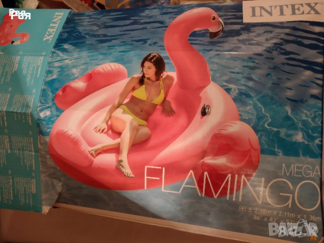 Надуваем дюшек Intex Flamingo Pink 218 х 211 х 136 см , снимка 2 - Басейни и аксесоари - 36231077