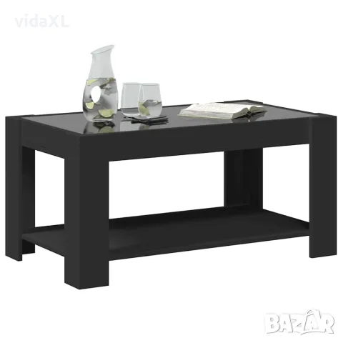 vidaXL Маса за кафе с LED, черна, 93x53x45 см, инженерно дърво, снимка 5 - Маси - 56148146