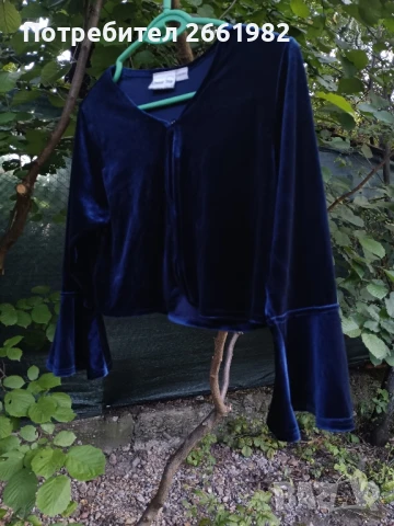 Тъмносиньо кадифено болеро, снимка 1