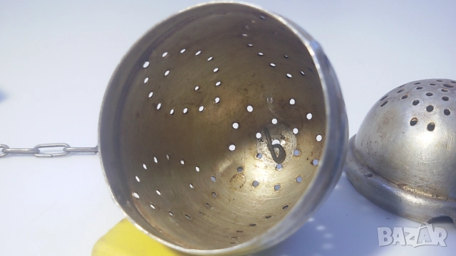 Ретро цедка/яйце за чай с чашка, снимка 14 - Антикварни и старинни предмети - 51708921