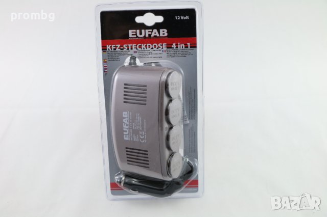 зарядно за автомобил, авто разклонител 12V, 4 в 1, EUFAB - Германия, снимка 4 - Аксесоари и консумативи - 41587733