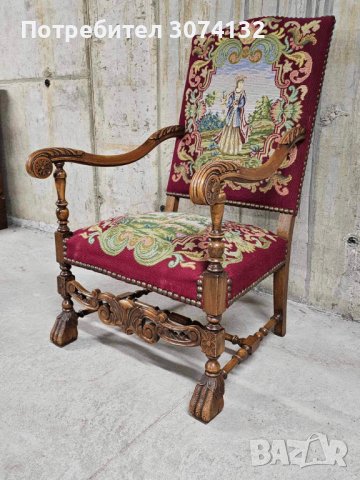 Уникално кресло с дърворезба в перфектно състояние, снимка 2 - Дивани и мека мебел - 44279699