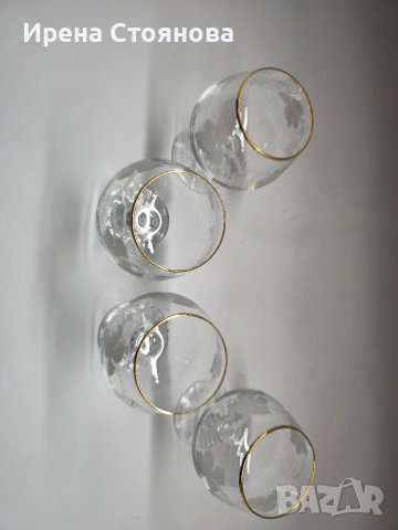 Кристални чаши за коняк/бренди Bohemia. Златен, плътен кант и гравюра с гроздов декор, снимка 10 - Чаши - 53390343