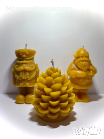 Коледни свещи от 100% чист пчелен восък, снимка 2 - Други - 52662796