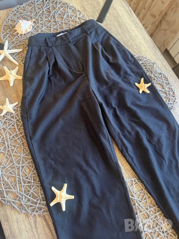 Черен широк панталон, снимка 3 - Панталони - 41690242