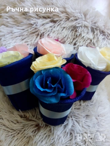 Ръчно изработени букетчета с цветя от хартия, снимка 12 - Декорация за дома - 42322419