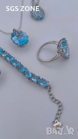 Сребърна тенис гривна с TOPAZ SWISS с фантастична шлифовка, снимка 6 - Гривни - 51264443