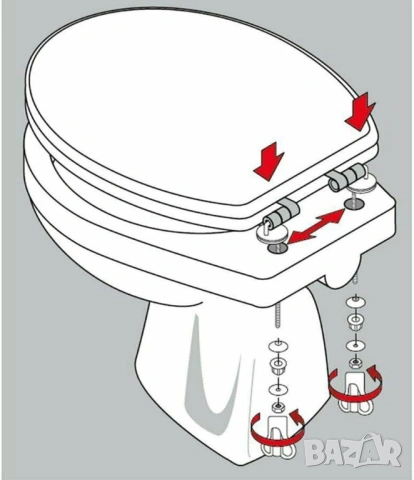 Комплект Метални Панти за Тоалетна Чиния от Неръждаема Стомана – Пълен Монтажен Комплект, снимка 7 - Други стоки за дома - 53641952