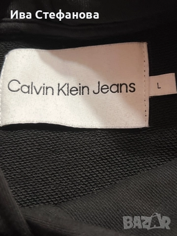 Дамски  черен памучен ватиран оригинален суичър суитшърт черен Calvin Klein качулка  памук памучен, снимка 7 - Блузи с дълъг ръкав и пуловери - 51782043