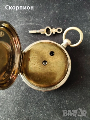 Швейцарски джобен часовник 1900г. с посребрени капаци - с ключе - ПЕРФЕКТЕН - ПРОМОЦИЯ, снимка 6 - Джобни - 48361698