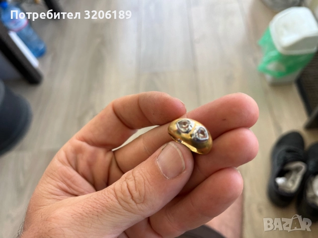 Сребърен пръстен с позлатка и камъни , снимка 2 - Пръстени - 51597609