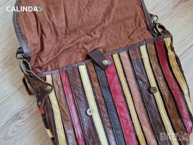 Чанта от естествена кожа patchwork milticolour, снимка 3 - Чанти - 48254748