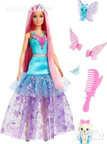Barbie Doll HLC31 with Two Fairytale Pets and Fantasy Dress, Barbie “Malibu”