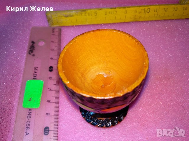 СТАРА ПИРОГРАФИРАНА ДЕКОРАТИВНА ДЪРВЕНА ЧАШКА ЕТНО СУВЕНИР РЪЧНА ИЗРАБОТКА 42849, снимка 4 - Декорация за дома - 44184887